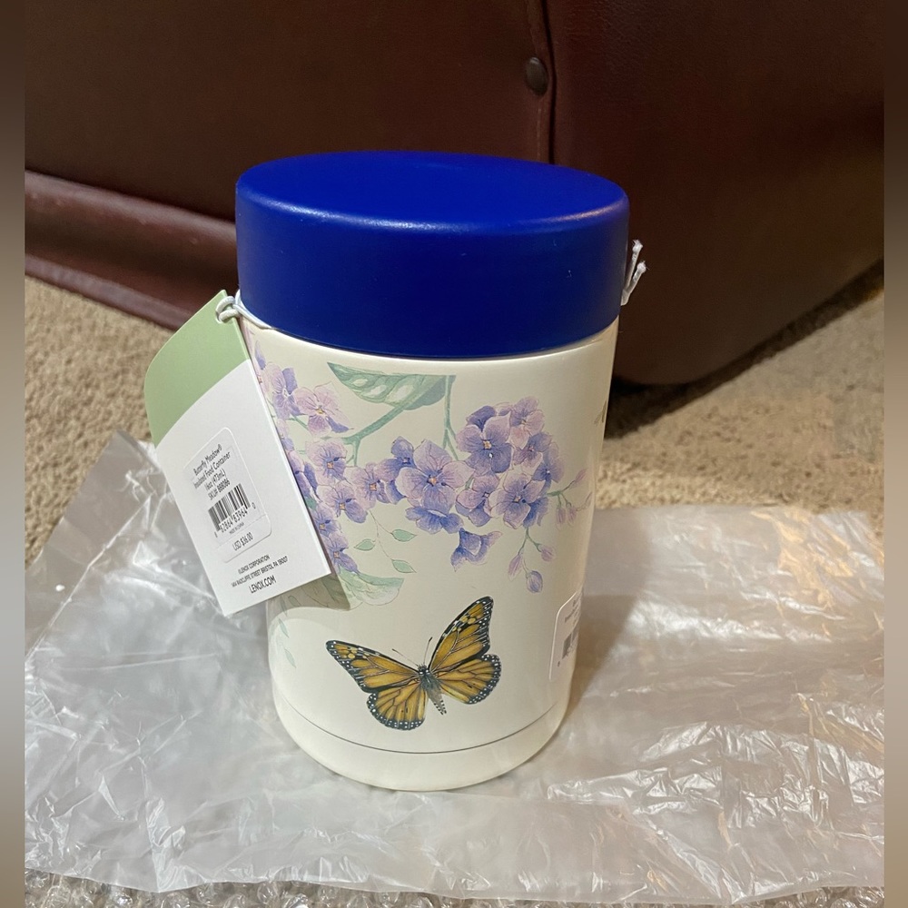 Lenox Butterfly Meadow Insulated Food Container 16oz NWT Double Wall Insulated